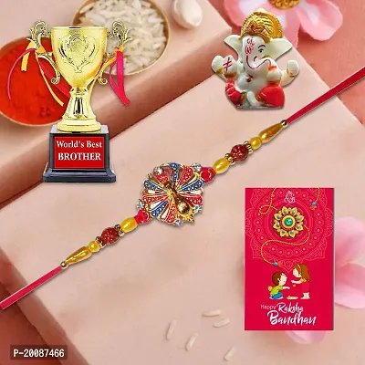 Raksha Bandhan Rakhi for Brother with Gift Set |Trophy | Ganesha Idol | Rakhi Card - Rakhi Bracelet for Brother Rakhi for Bhaiya-thumb2