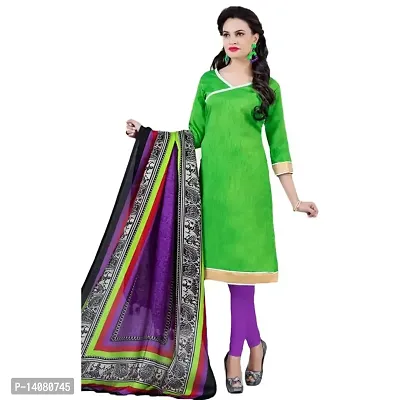 Giana LightGreen and Purple Bhagalpuri Chudidar Suit-thumb2