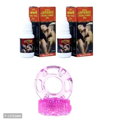 Vibrating ring condom with 2 pcs 15 ml japani oil vibrating condom-thumb0