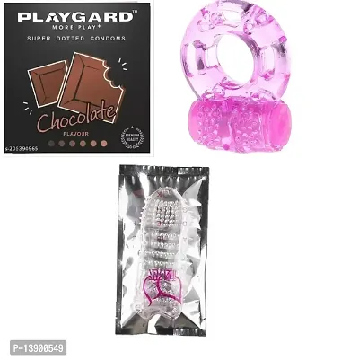 Chocolate Flavour Condom + Crystal Condom + Vibrating Ring-thumb0