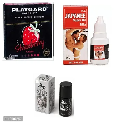 Strawberry Flavour Condom + 15 ml japanee oil 1pcs stud-thumb0