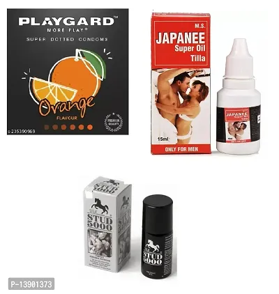 Orange Flavour condom + 15 ml Japanee oil + 15 ml Stud-thumb0