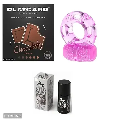 Vibrating Ring + CHOCOLATE Flavour Condom + 15 ML STUD