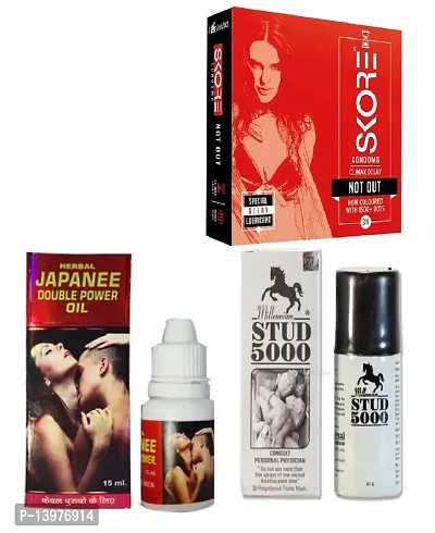 SKORE NOT OUT FLAVOUR CONDOM + 15 ML JAPANEE OIL + 15 ML STUD