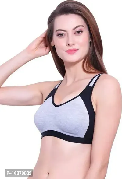 Stylish Fancy Cotton Solid Sports Bras For Women-thumb0