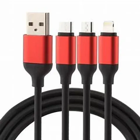 USB Type C Cable 1.2 m Multi Charging Cable 4ft 3 in 1 Nylon Braided Multiple USB Fast Charging Cable for Android, iOS and Type C Devices USB Port Connectors Compatible Smart Phones  Tablets And More