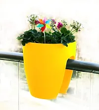 Premium Plastic Railing Pots/Hanging Pots-Set of 3-Yellow-thumb3