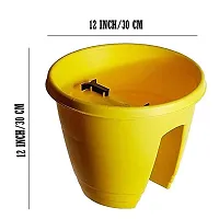 Premium Plastic Railing Pots/Hanging Pots-Set of 3-Yellow-thumb1