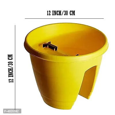 Premium Plastic Railing Pots/Hanging Pots-Set of 3-Yellow-thumb2