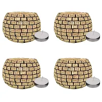 Go Hooked T-Light Mosaic Candle Holder for Home Decoration Mosaic Glass, for Bedroom, Office, Living Room, Dining Table, Festive Lights Decoration (Pack of 4)-thumb1