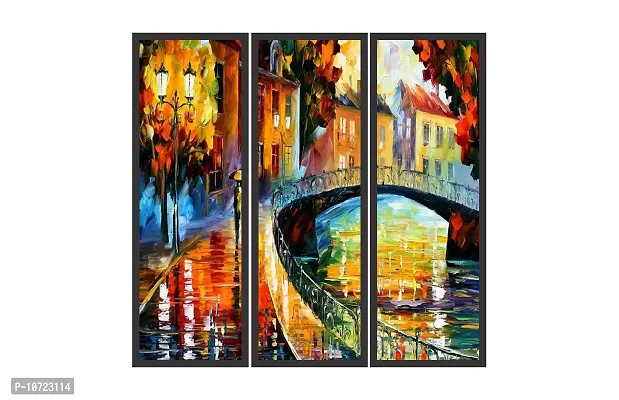 Go Hooked Digital Printed Framed Nature Wall Painting for Living Room, Bedroom, Office, Hotel, Dining Room, Bar etc. (Set of 3 Framed Paintings) (Size ? 6 x 18 Inch) (Frame Color ? Black).-thumb2