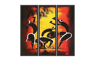 Go Hooked Digital Printed Framed Abstract Wall Painting for Living Room, Bedroom, Office, Hotel, Dining Room, Bar etc. (Set of 3 Framed Paintings) (Size ? 6 x 18 Inch) (Frame Color ? Black).-thumb1