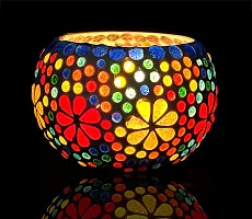 Go Hooked T-Light Mosaic Candle Holder for Home Decoration Mosaic Glass, for Bedroom, Office, Living Room, Dining Table, Festive Lights Decoration (Pack of 2)-thumb4