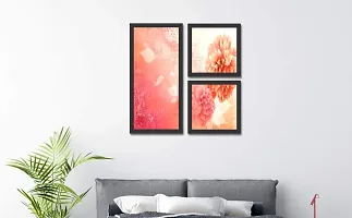 Go Hooked Digital Printed Framed Floral Wall Art Painting for Living Room, Bedroom, Office, Hotel, Dining Room, Bar (Frame Color - Black, 1 Frame 9 x 18.5 Inch & 2 Frames 9x9 Inch), Set of 3-thumb1