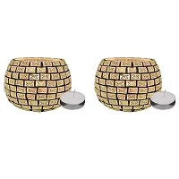 Go Hooked T-Light Mosaic Candle Holder for Home Decoration Mosaic Glass, for Bedroom, Office, Living Room, Dining Table, Festive Lights Decoration (Pack of 2)-thumb1