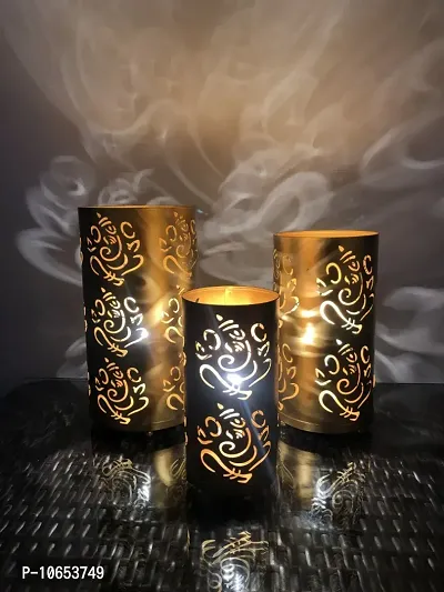 Beautiful Fancy Classic Moroccan | Metal Table Lamp For Home Decor | Decorative Lamps For Bedroom, Living Room, Home Decoration, Gift Item Golden, Set of 3 1 Big, 1 Medium, 1 Small Table Lamp 29 cm, Design-4 Golden-thumb0