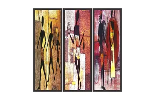Go Hooked Digital Printed Framed Abstract Wall Painting (Size 6 x 18 Inch, Frame Color - Black).- Set of 3-thumb1