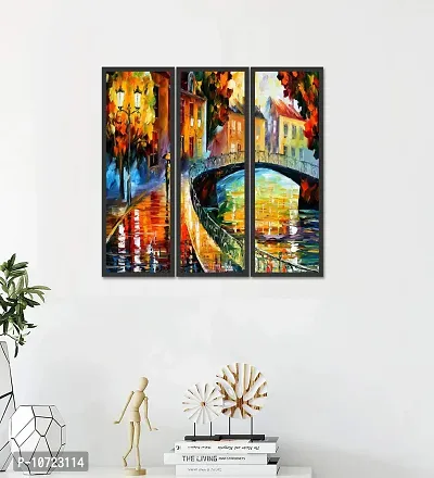 Go Hooked Digital Printed Framed Nature Wall Painting for Living Room, Bedroom, Office, Hotel, Dining Room, Bar etc. (Set of 3 Framed Paintings) (Size ? 6 x 18 Inch) (Frame Color ? Black).-thumb0