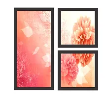 Go Hooked Digital Printed Framed Floral Wall Art Painting for Living Room, Bedroom, Office, Hotel, Dining Room, Bar (Frame Color - Black, 1 Frame 9 x 18.5 Inch & 2 Frames 9x9 Inch), Set of 3-thumb2