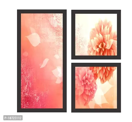 Go Hooked Digital Printed Framed Floral Wall Art Painting for Living Room, Bedroom, Office, Hotel, Dining Room, Bar (Frame Color - Black, 1 Frame 9 x 18.5 Inch & 2 Frames 9x9 Inch), Set of 3-thumb3