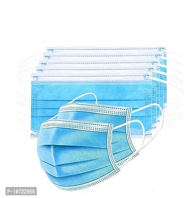 Go Hooked Non-Woven Fabric Disposable Surgical Mask, Anti-pollution Face Mask (Blue, Without Valve, Pack of 50) for Unisex-thumb0