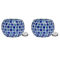 Go Hooked T-Light Mosaic Candle Holder for Home Decoration Mosaic Glass, for Bedroom, Office, Living Room, Dining Table, Festive Lights Decoration (Pack of 2)-thumb1