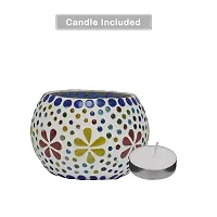 Go Hooked T-Light Mosaic Candle Holder for Home Decoration Mosaic Glass, for Bedroom, Office, Living Room, Dining Table, Festive Lights Decoration (Pack of 2)-thumb3