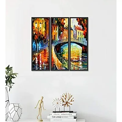 Go Hooked Digital Printed Framed Nature Wall Painting for Living Room, Bedroom, Office, Hotel, Dining Room, Bar etc. (Set of 3 Framed Paintings) (Size ? 6 x 18 Inch) (Frame Color ? Black).