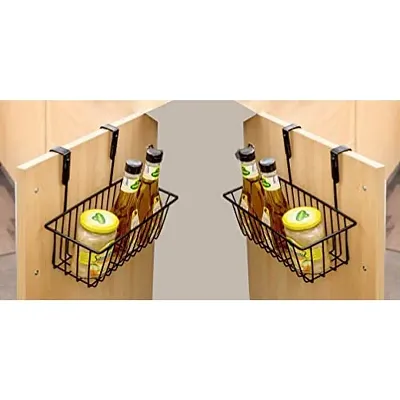 Bianco Hanging Storage Basket, Cabinet Door Organiser, Over Door Kitchen Cabinet Storage Basket Rack Holder Hanging Organiser