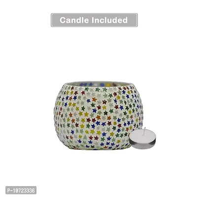 Go Hooked T-Light Mosaic Candle Holder for Home Decoration Mosaic Glass, for Bedroom, Office, Living Room, Dining Table, Festive Lights Decoration (Pack of 2)-thumb4