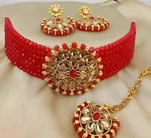 Red And Green Alloy Jewellery Sets With Ear Ring And Mantika For Women Pack Of 2-thumb2