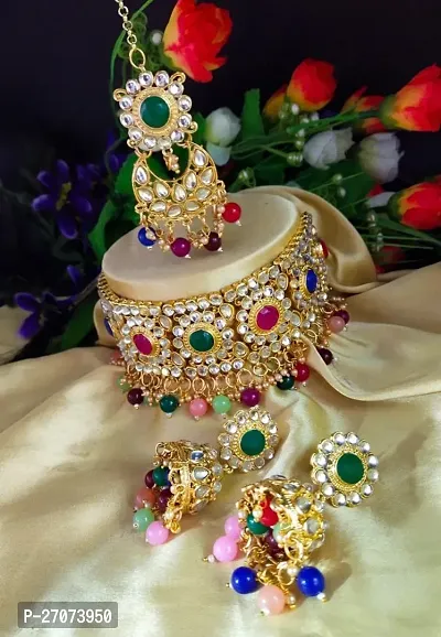 Stylish Alloy Jewellery Set With Mangtika For Women