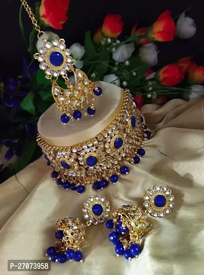 Stylish Alloy Jewellery Set With Mangtika For Women