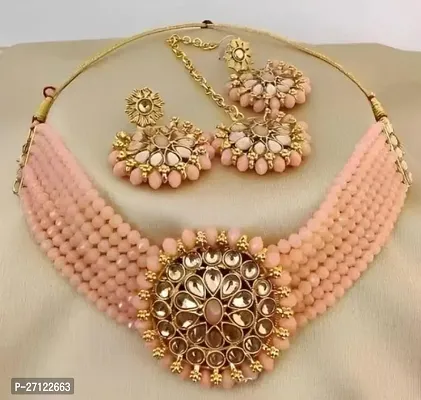 Stylish Alloy Jewellery Set With Mangtika For Women