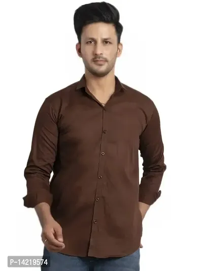 BRAVESTONE Men's Shirt Full-Sleeves Slim Fit Casual Comfortable and Stylish for Men Brown