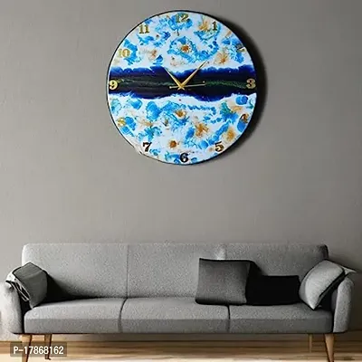 Designer Navy Blue Marble Analog Wall Clock-thumb0