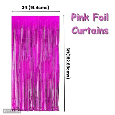 Global PARTYZ | Foil Fringe Curtains for Birthday, Wedding, Anniversay and Baby Shower (Pack of 2 Pcs) (Pink)-thumb2