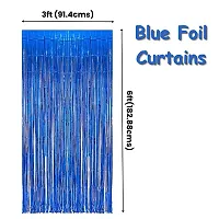 Global PARTYZ | Foil Fringe Curtains for Birthday, Wedding, Anniversay and Baby Shower (Pack of 2 Pcs) (Blue)-thumb1