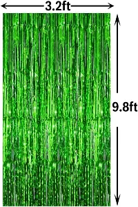 Global PARTYZ | Foil Fringe Curtains for Birthday, Wedding, Anniversay and Baby Shower (Pack of 2 Pcs) (Green)-thumb1