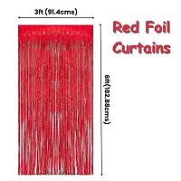 Global PARTYZ | Foil Fringe Curtains for Birthday, Wedding, Anniversay and Baby Shower (Pack of 2 Pcs) (Red)-thumb1