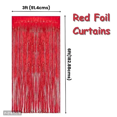 Global PARTYZ | Foil Fringe Curtains for Birthday, Wedding, Anniversay and Baby Shower (Pack of 2 Pcs) (Red)-thumb2