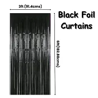 Global PARTYZ | Foil Fringe Curtains for Birthday, Wedding, Anniversay and Baby Shower (Pack of 2 Pcs) (Black)-thumb1