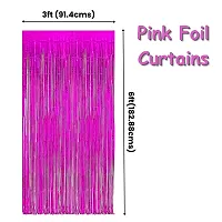 Pink Foil Curtains for Girl's Birthday Decorations, Woman's Birthday Decorations Supplies, Birthday Decoration Items, Pink Foil Curtains for Wedding  Anniversary Decor (Set of 6 Pcs)-thumb2