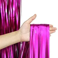 Pink Foil Curtains for Girl's Birthday Decorations, Woman's Birthday Decorations Supplies, Birthday Decoration Items, Pink Foil Curtains for Wedding  Anniversary Decor (Set of 6 Pcs)-thumb1
