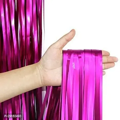 Pink Foil Curtains for Girl's Birthday Decorations, Woman's Birthday Decorations Supplies, Birthday Decoration Items, Pink Foil Curtains for Wedding  Anniversary Decor (Set of 6 Pcs)-thumb2