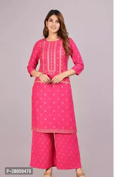 A-Line Pink  Rayon Kurta Pant For Women-thumb0