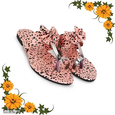 Spoiltbrat Presents  Peach Dot Printed Flat Sandal   For Women's  Easy To Wear Whole Day And Give Relax To Your Feet .-thumb2