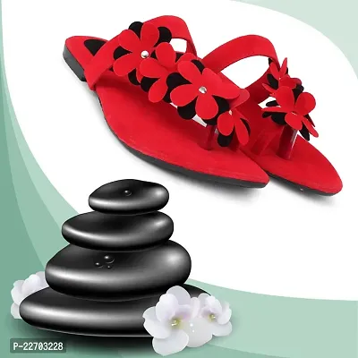 Spoiltbrat Present Comfortable  Light Weight  Red Flower Flat Sandal  For Women's .