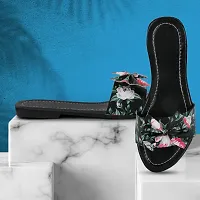 Spoiltbrat Presents Comfortable  Light Weight , Black Printed Knot Flat Sandal  For Women And Girls .-thumb2