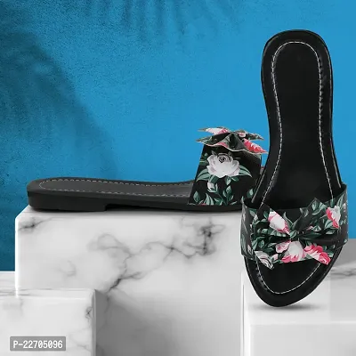 Spoiltbrat Presents Comfortable  Light Weight , Black Printed Knot Flat Sandal  For Women And Girls .-thumb3